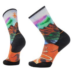 Smartwool Trail Run Targeted Cushion Singletrack Print Crew Sock Men's in Orange Rust